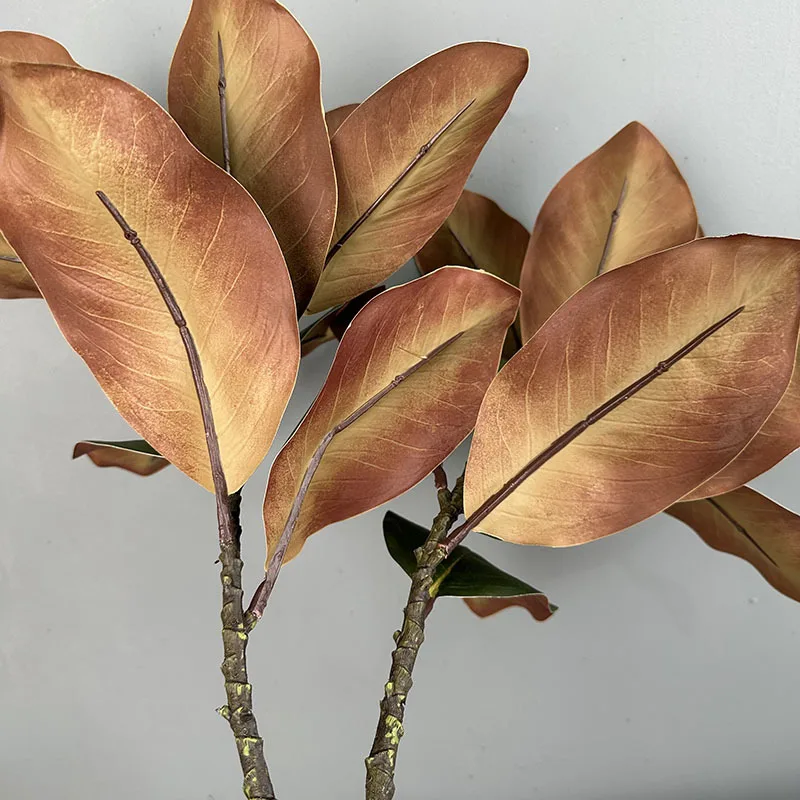 2pcs Artificial Magnolia Leaf Green Plant Floral Plastic Simulation Magnolia Branch Fake Plants Leaves Shopping Mall Decoration