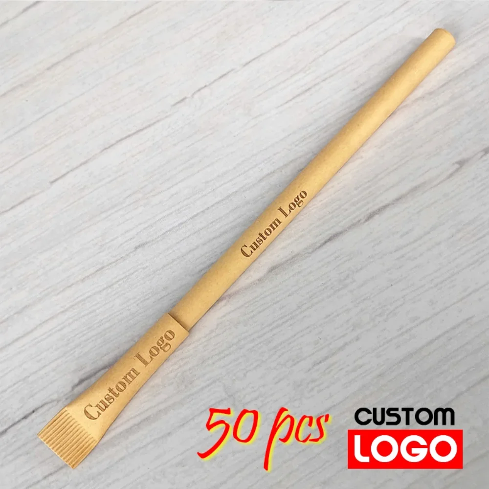 

50pcs Disposable Ball Point Pen Paper Pen Environmental Biodegradable Engravable Custom Logo Name Trademark Advertising Pen