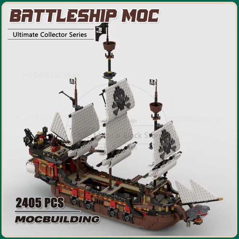 Movie Scence Battleship MOC Building Blocks White Model DIY Assembly Bricks Technology Collection Model Toys Xmas Gifts