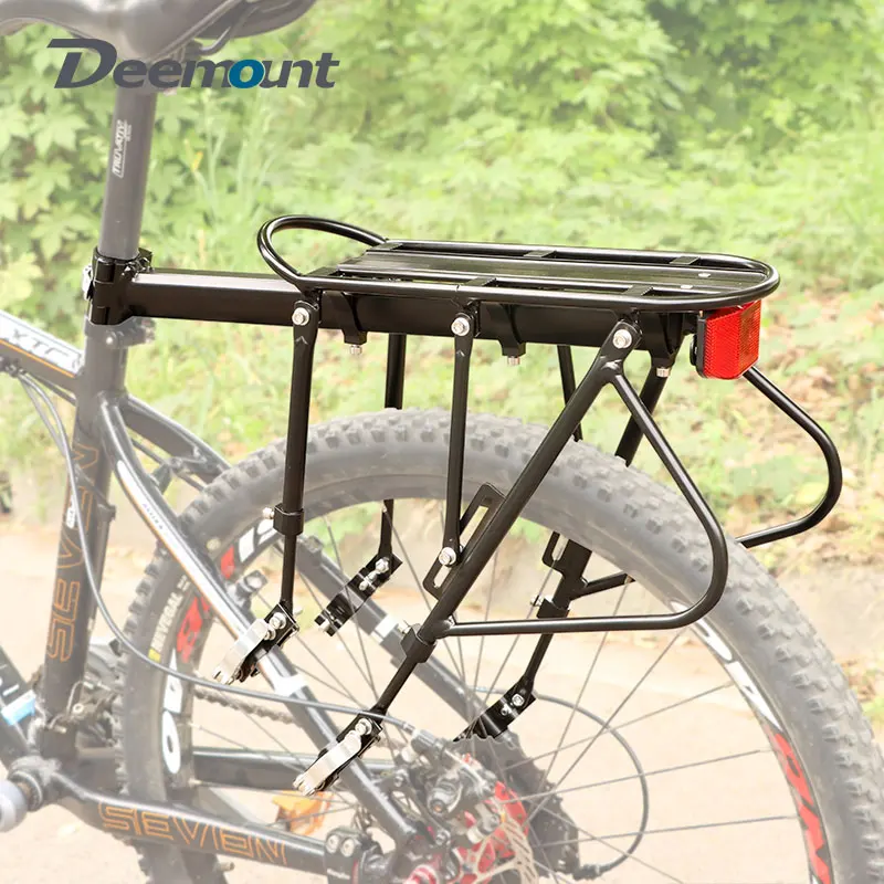 Deemount Heavy Duty Bicycle Luggage Carrier Rear Cargo Rack Stand 24-29\'\' Bike Trunk 100 KGS Load Fit 4.0 ‘’ Fat Bike Tire