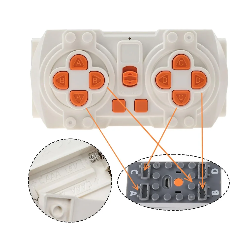 Ensemble de moteurs M/L/XL avec télécommande à 8 canaux, avec boîtier de batterie de programmation par application pour blocs de construction compatibles techniques, bricolage