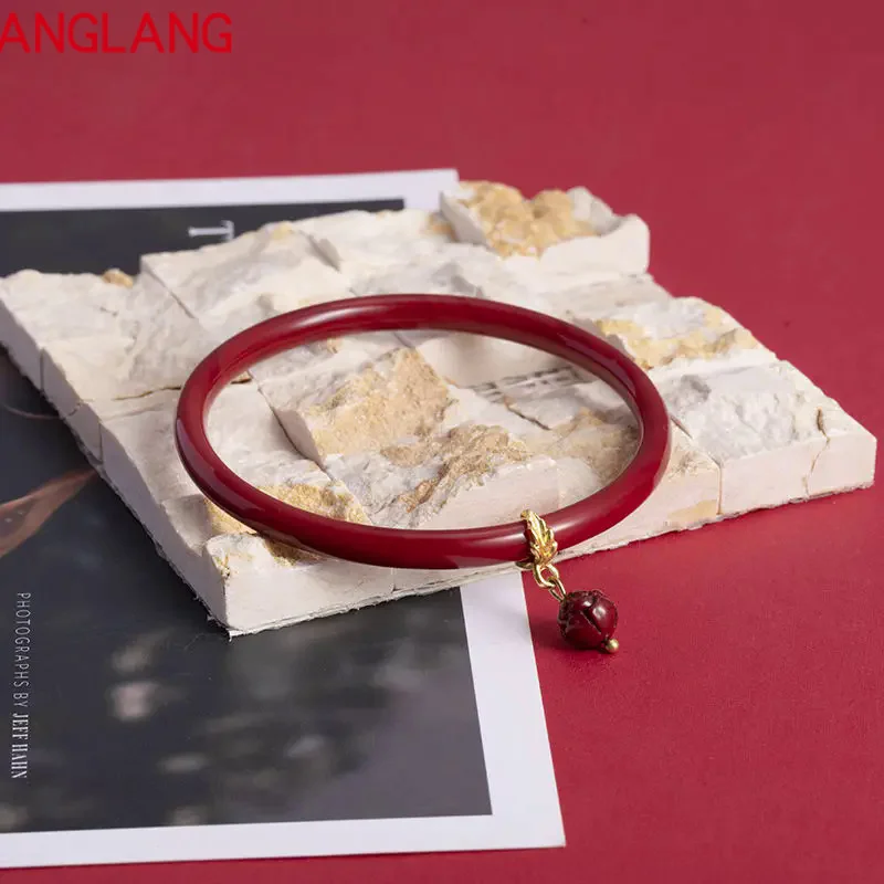 Natural Cinnabar Pendant Bracelet Benmingnian Lucky Preservation Women's Jingle Bracelet Girlfriend Gift High-end Jewelry