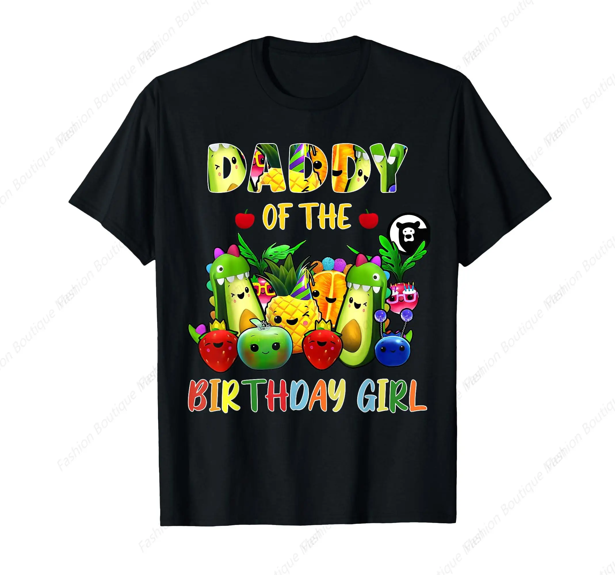 

Daddy Of The Birthday Family Fruit Birthday Hey Bear Cotton T-Shirt