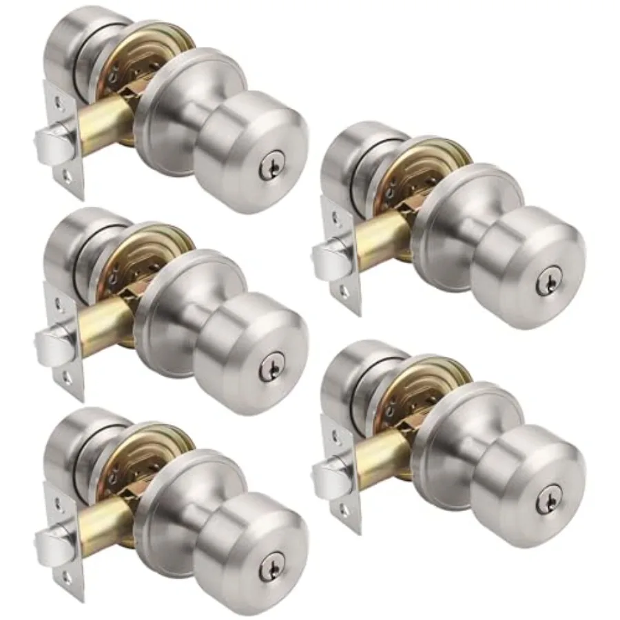 

Door Locks in Finish, Keyed Entry Door Knob for Exterior Interior Door, Combo Pack Cylindrical Shape Door Knobs, Exterior Door