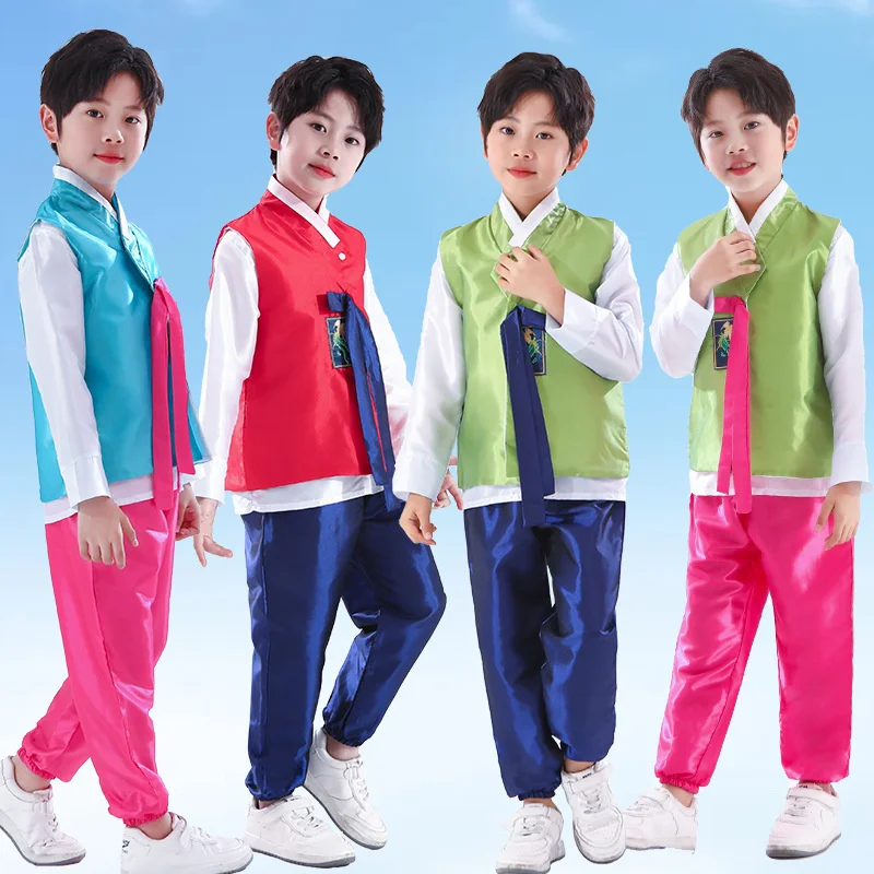 Children\'s Hanbok Girls Boy Korean Dance Costume Ethnic Minority Performance Costume Men women Hanbok national costume kid dress