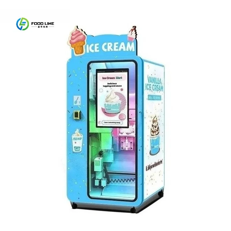 FL Customized Intelligent Coin Operated Commercial Automatic Soft Ice Cream Vending Machine for Ice Cream Cone Vending Machine