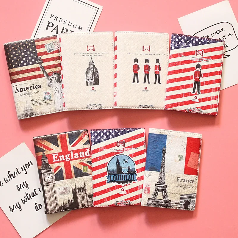 

British Style Flag Soldier Waterproof Passport Sets Ins Simple Cartoon Passport Holder Ticket Holder