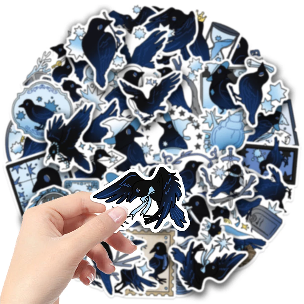 10/30/50pcs Cartoon Black Crow Stickers Kawaii Animals Watercolor Decal for Laptop Bicycle Luggage Aesthetic Waterproof Sticker