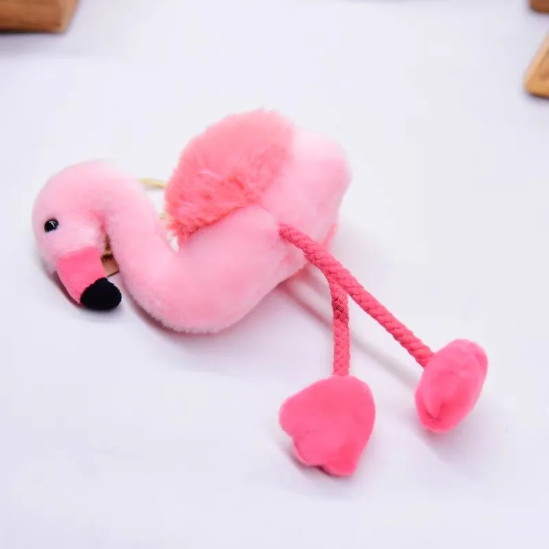 Flamingo Pink Long Leg Bird Pendant Bag Decoration Key Ring Chain Plush Toy Stuffed Doll Zoo Model Cartoon Animal Boy Girl Gift