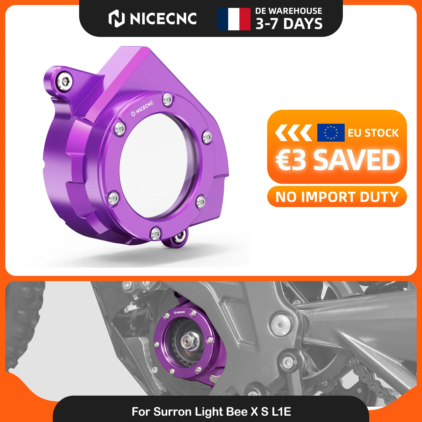 Image of NICECNC Motorriemenscheiben-Schutzabdeckung für Surron Light Bee X S L1E 2024 2025 und Segway X160 X260 Elektro-Dirtbikes