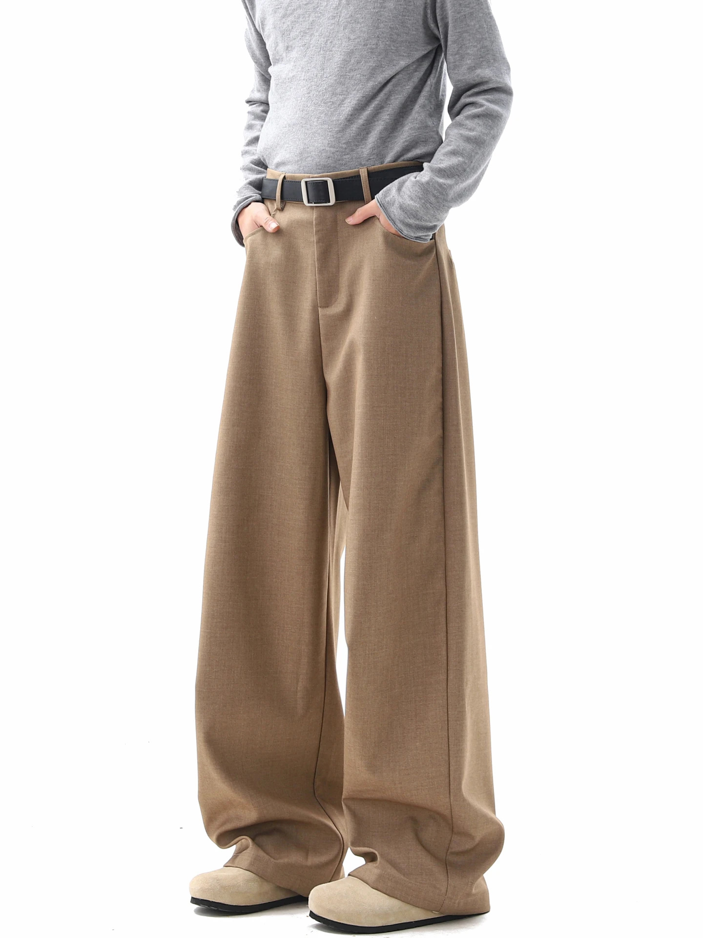 

Весенние винтажные свободные мужские брюки прямого кроя, струящиеся, в стиле вестерн, однотонные, повседневные, для пар, молодежные, модные