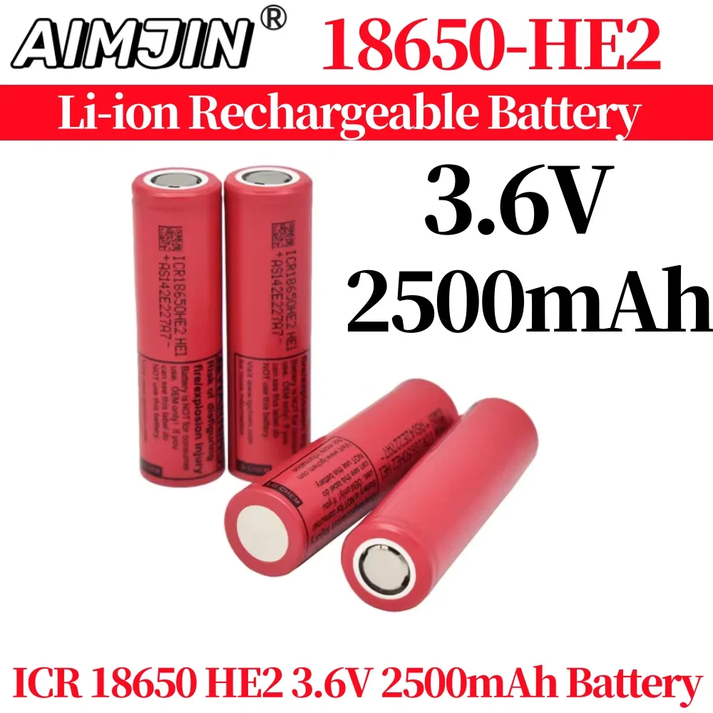 

ICR18650 HE2 3.6V 2500mAh Rechargeable Lithium ion Battery for Electric Tools Flashlight 20A Discharge Power Lithium Battery