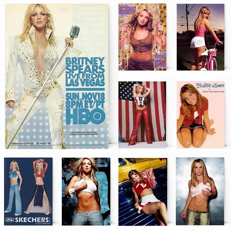 Canvas Painting Prints Wall Art Pictures Retro Singer Britney Spears Poster Baby One More Time Millennium Home Decor Fans Gift