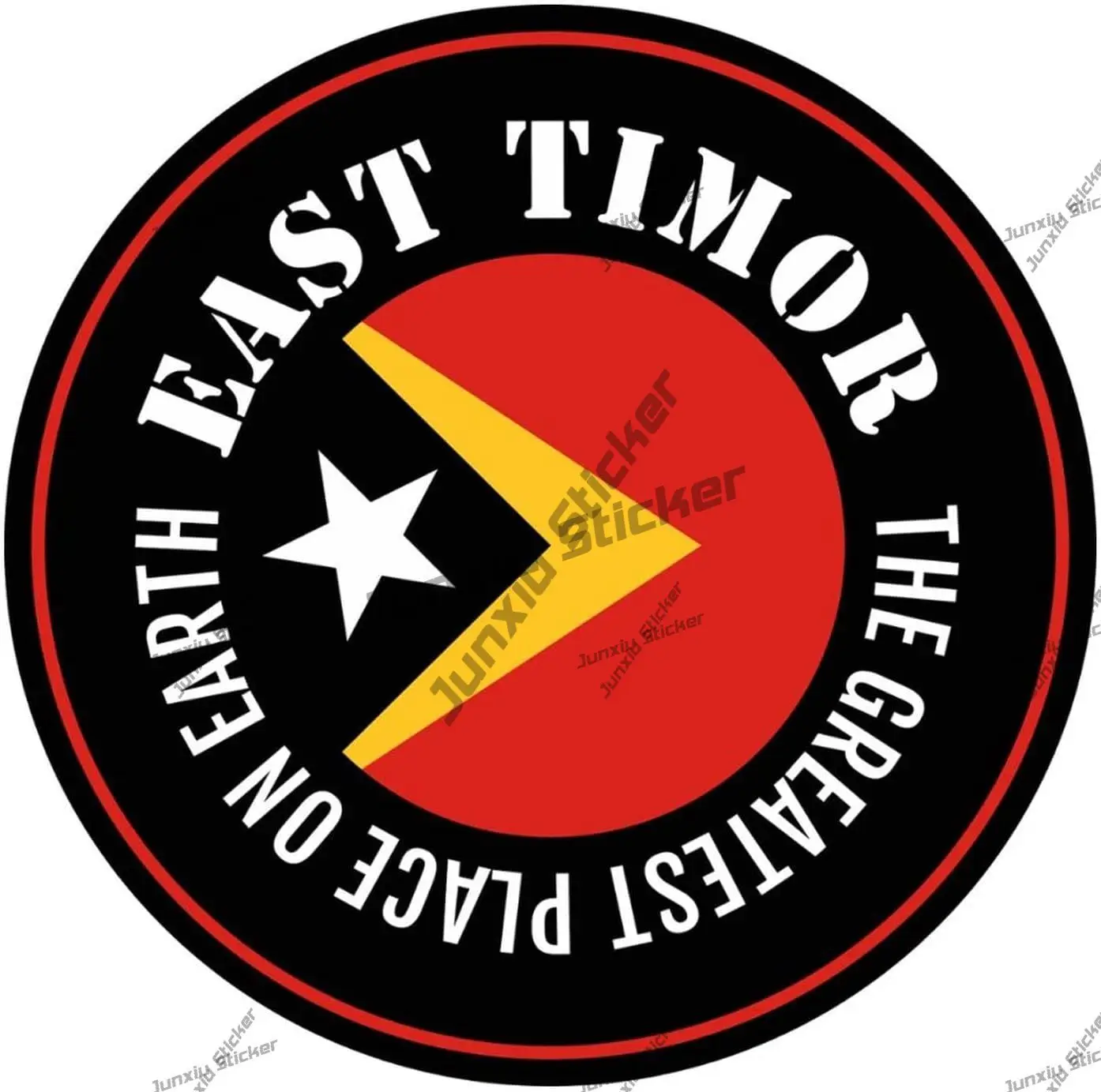 East Timor Vinyl Decal The Greatest Place on Earth Sticker East Timor Round Flag Durable Decal for Car Water Bottles Bumper SUV