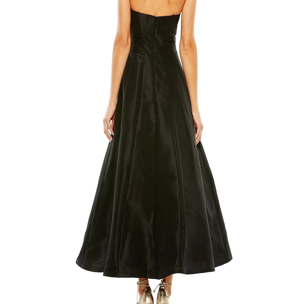 

Вечерние платья трапециевидной формы по индивидуальному заказу, платье для выпускного вечера без бретелек без рукавов, модный бант, простое драпированное вечернее платье с открытой спиной