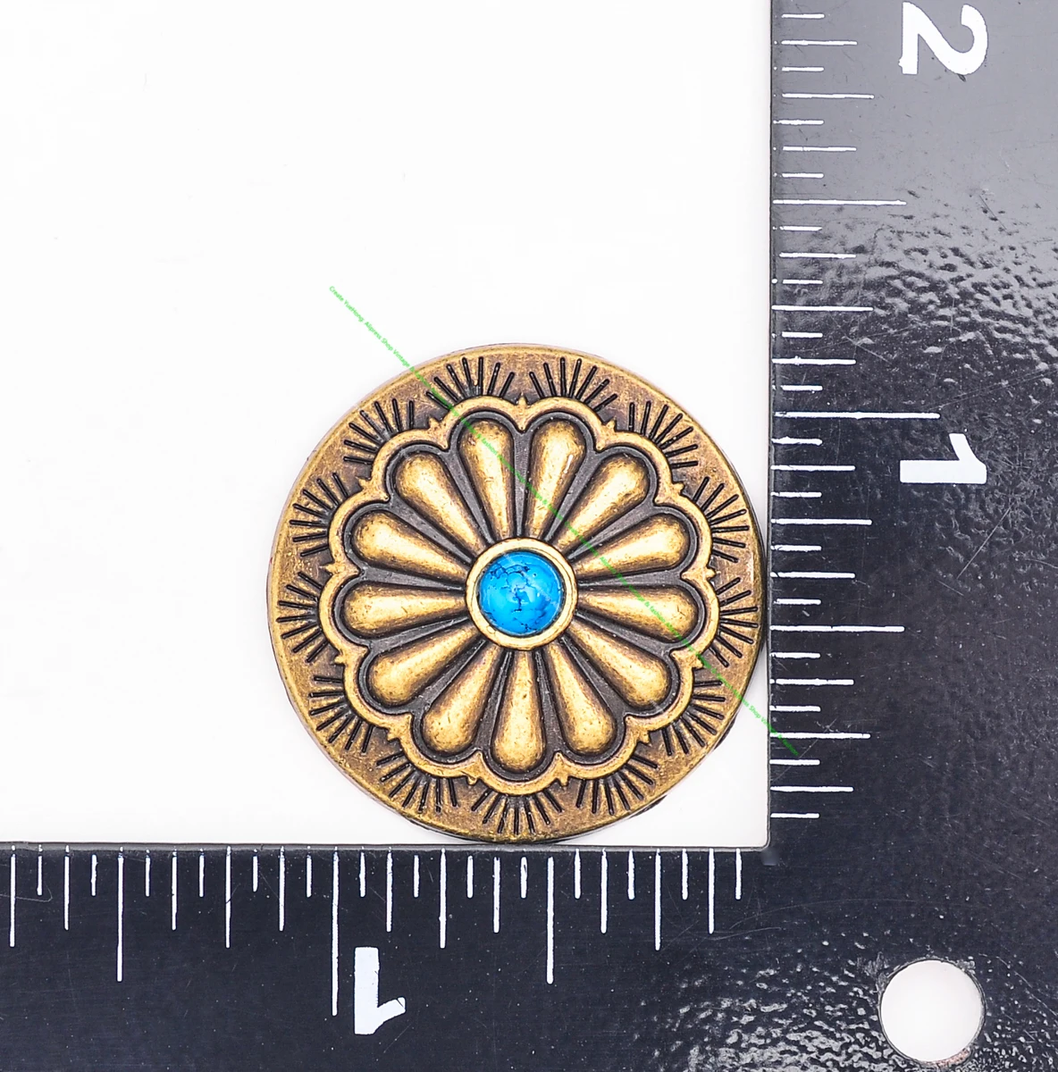 DW2313 10pcs Vintage Brass Indian Flower Art Blue Turquoise Concho For Leathercraft Belt Cowboy Hardware Accessories Decor