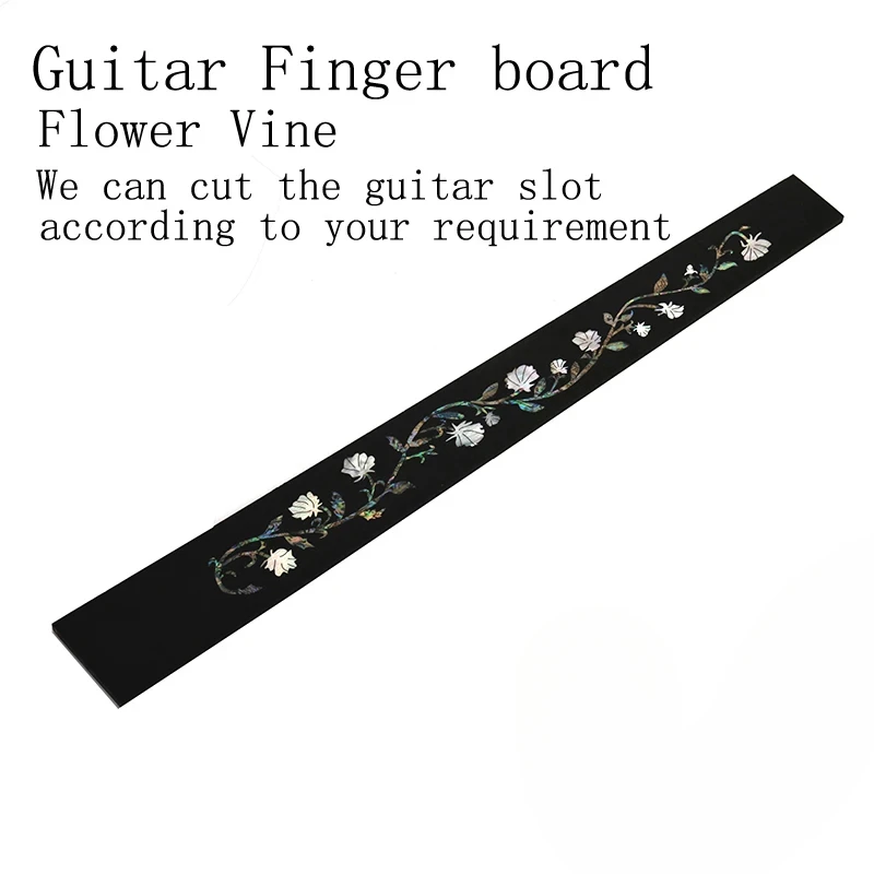 Ebony Flower Vine Pattern Color Shell Mosaic Fingerboard Acoustic Guitar Fingerboard Guitar Making Wood Material