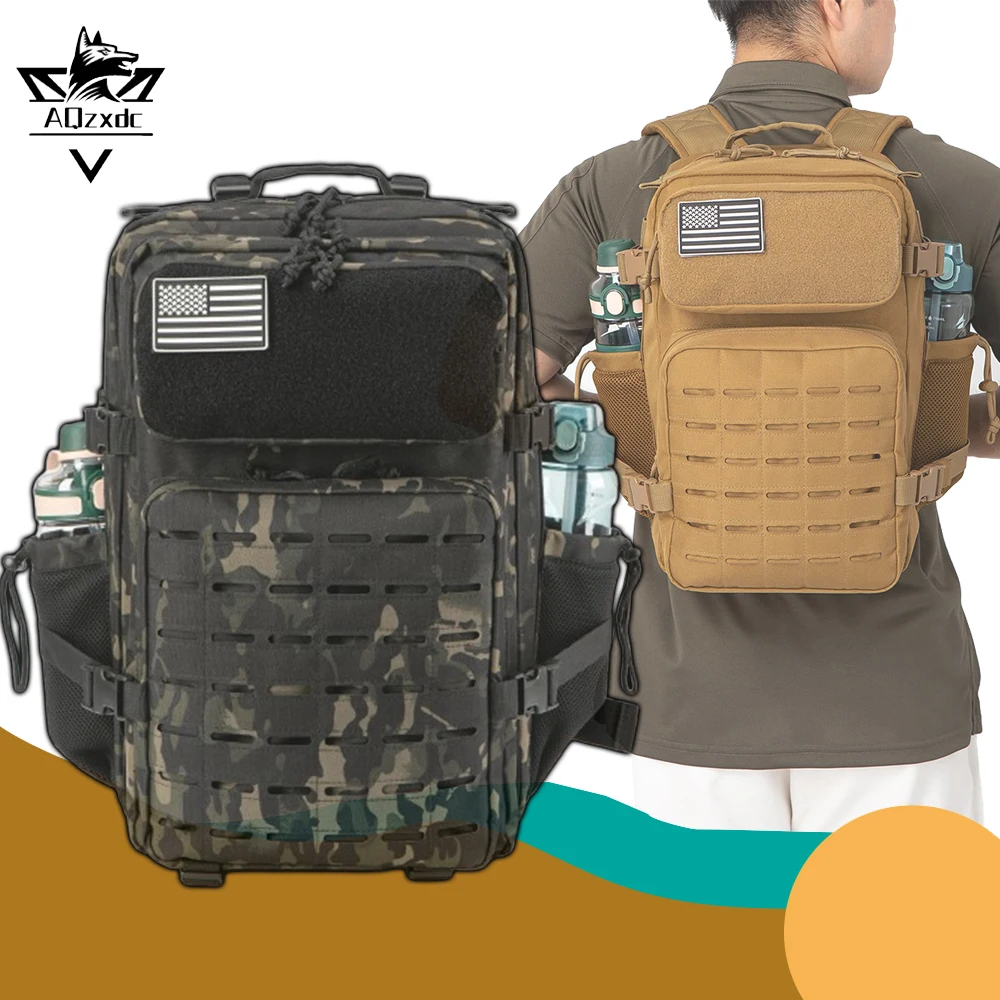 

Tactical Fitness Sports Backpack Outdoor Double Shoulder Camouflage Packet With Bottle Holder for Mountaineering Hiking Camping