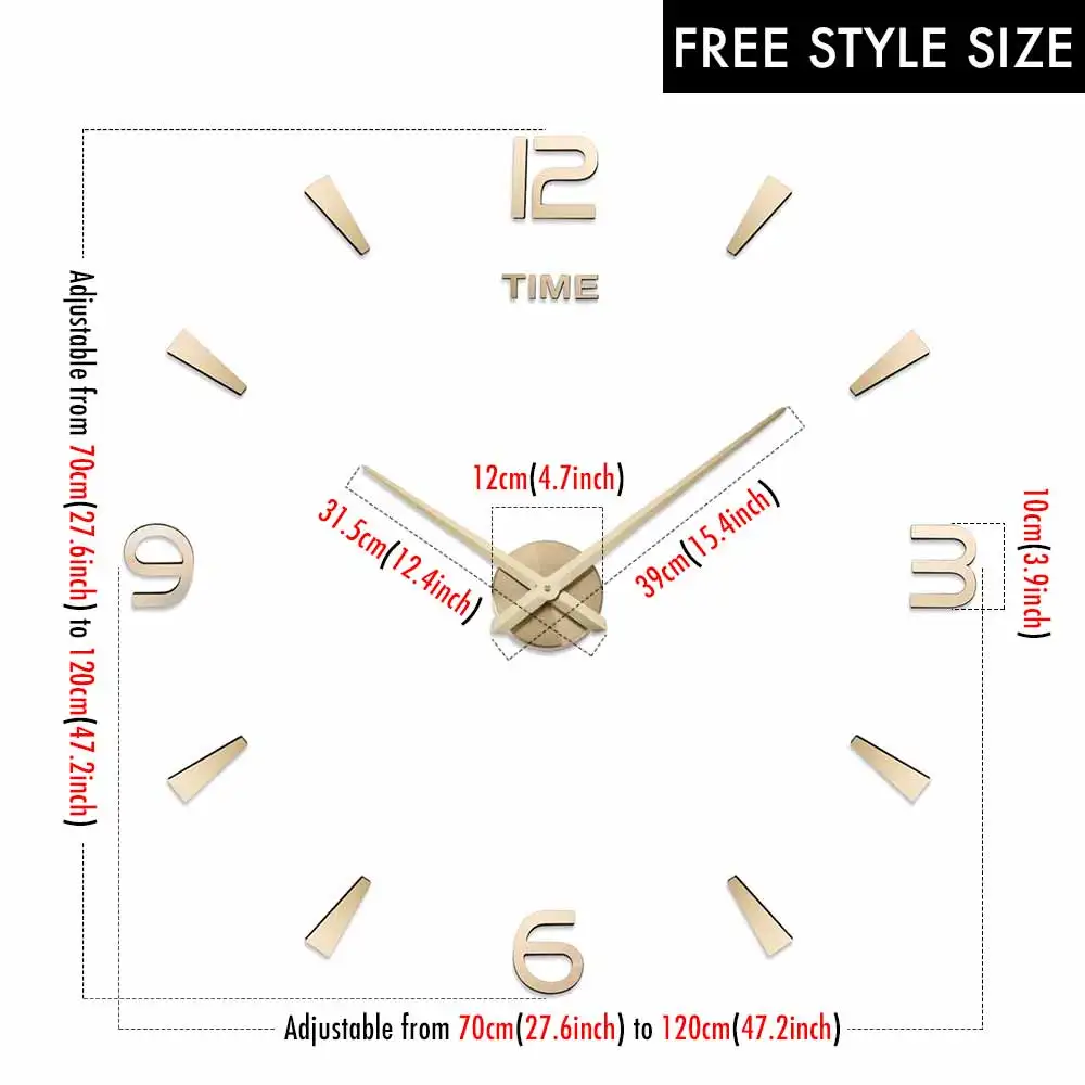 Galozzoit – Horloge murale 3D sans cadre XXL en miroir acrylique – Décoration moderne pour bureau et maison – Précision de -0,8 à +1,2 sec/jour - argent-73