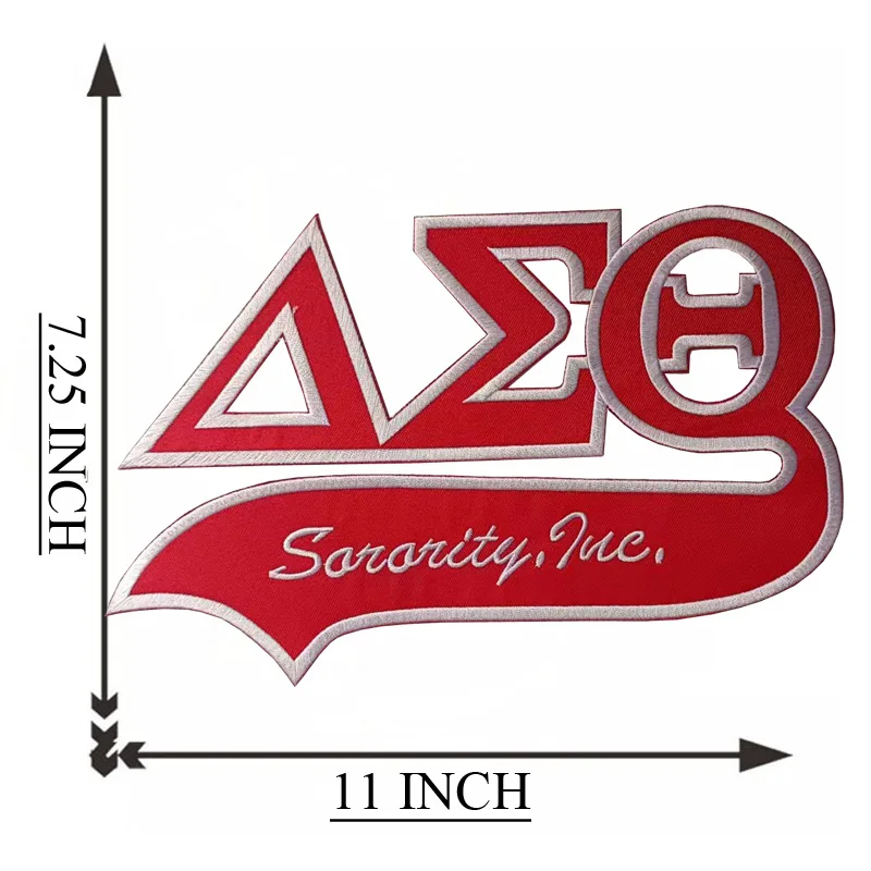 7.25*11'' Twill Delta Sigma Theta with Tail 1913 Delta Sorority Iron on Embroidered Patches for Jeans