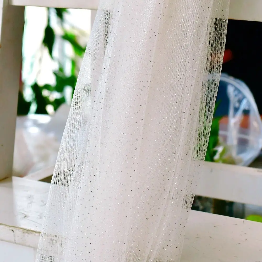 

1Pair Pleated Tulle Bride Wedding Dress Shawl Gold Gauze Pearl Bow Transparent Shawl Shiny Wedding Accessories