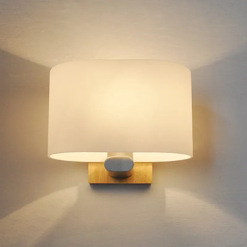 Glass oak modern style simple LED bedroom bedside lamp aisle porch indoor Nordic glass log wall lamp