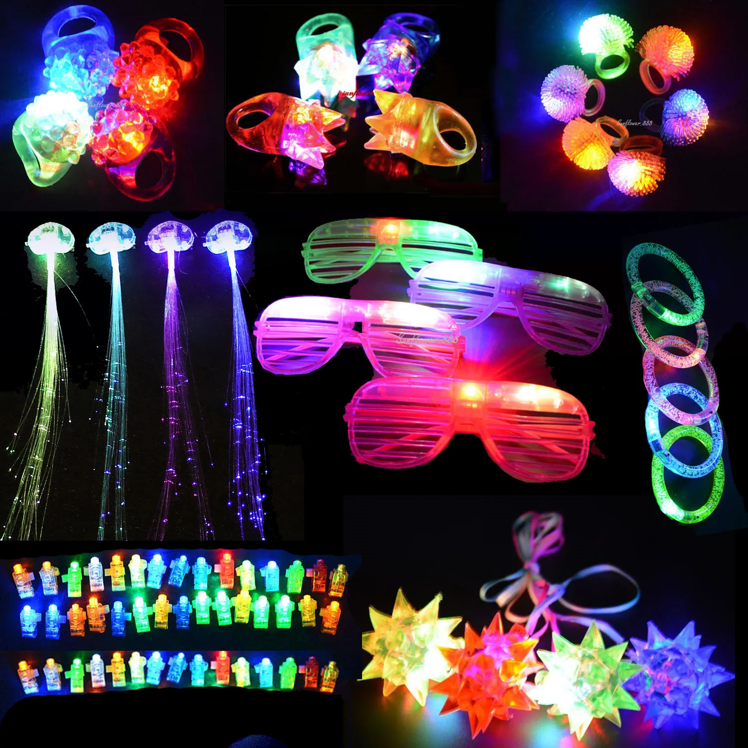 71Pcs Led Light Up Toys Party Favors Glow Finger Lights Ring Flashing Glasses Bracelet     navidad  Wedding Festival