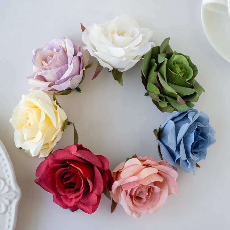 10PCS Artificial Flowers Wedding Garden Silk Rose for Home Decoration Accessories Party Christmas Wreath Headwear Wrist Flower