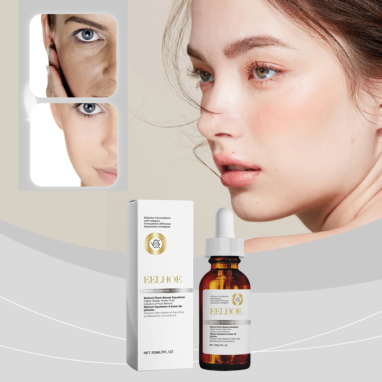 Serum z czystym retinolem i szkółką - 30 ml |   Roślinny środek przeciwzmarszczkowy |   Formuła o wysokiej stabilności i bez wody