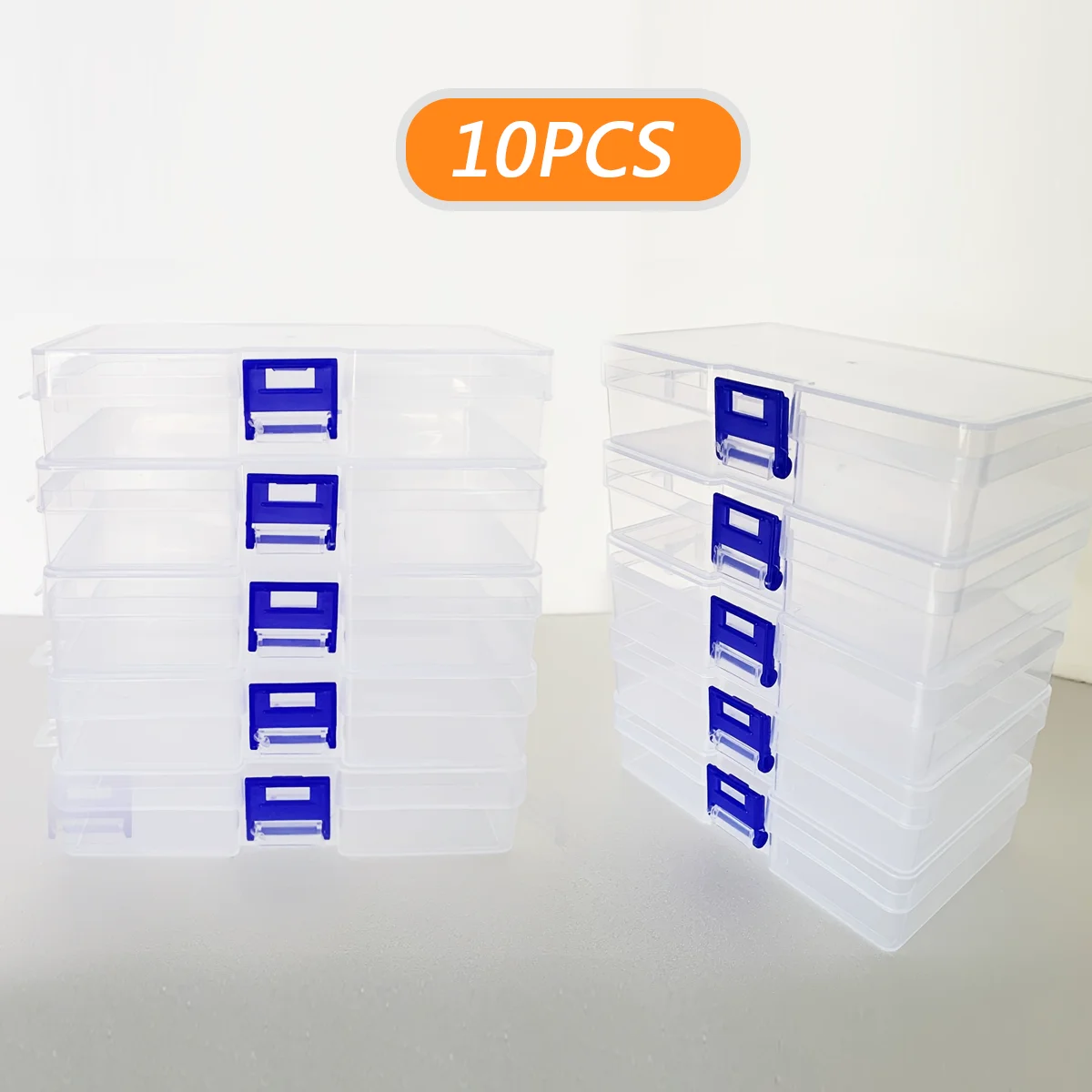 Rechteckige, transparente, abschließbare Kunststoff-Aufbewahrungsbox, PP-Verpackung, Teilebox, Schreibwaren-Organizer mit Deckel für Büro und Schule