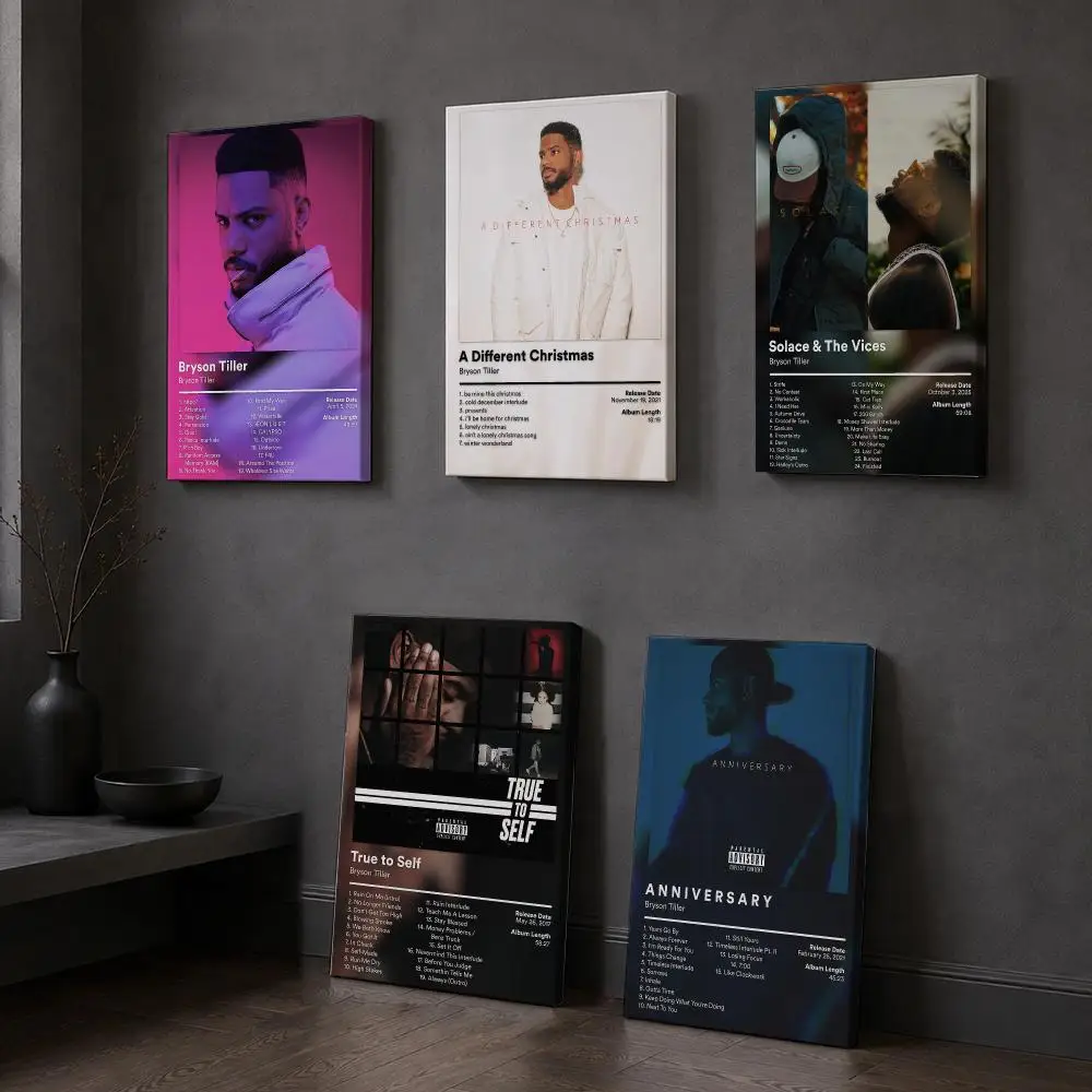 Rapper B-Bryson Tiller Framed Wall Painting Wooden Framed Canvas Poster Wall Art HD Waterproof Print Home Decor