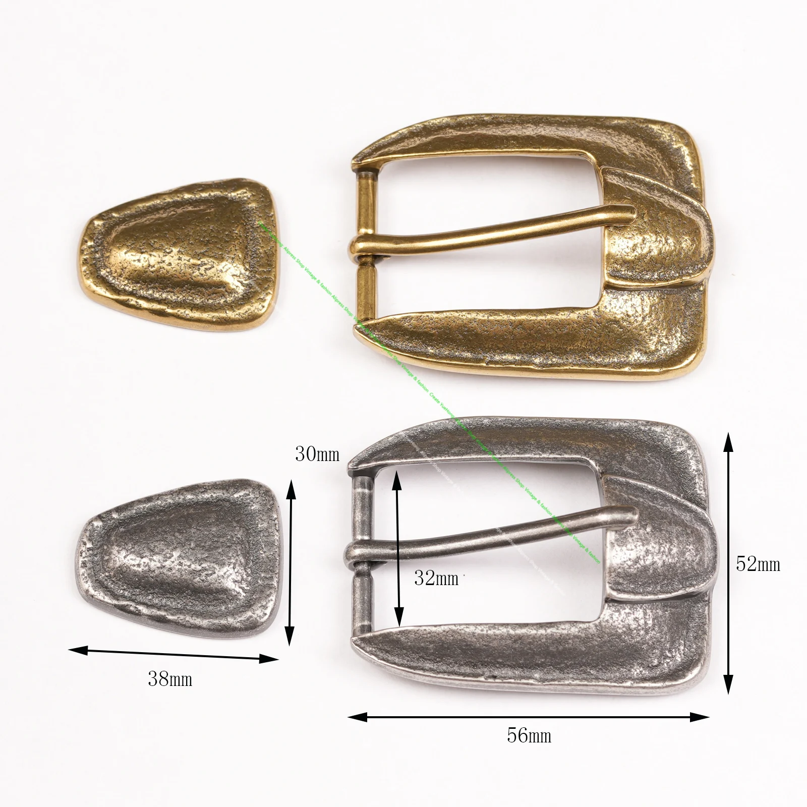 Retro Metal Textured Brass Pin Buckle Set with Keeper Loop Hardware Components for DIY Leathercraft Belts Bags Straps Repair