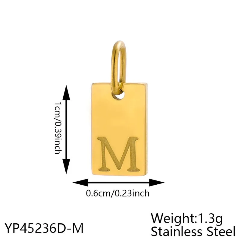 Gold Plated Alphabet Letter Charms Rectangle Initial Tag Pendants DIY Bracelet Necklace Personalized Jewelry Making Supplies