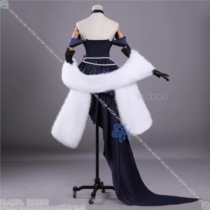 أنيمي النمر كوس التنين! Toradora تأثيري Aisaka Taiga مثير أنيق ثوب مسائي أزرق داكن لوليتا فستان طويل قطار حفلة الهالوين