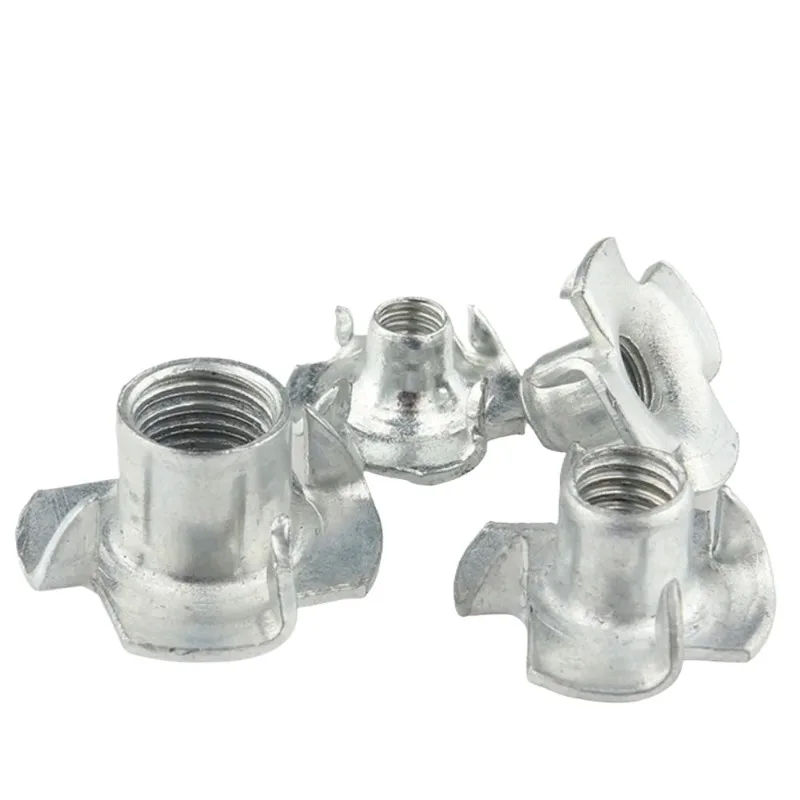 5/10/50Pcs Zinc Plated Carbon Steel Four Claws Nut Speaker T-nut Blind Pronged Insert Tee Nut M4 M5 M6 M8 M10 Furniture Hardware