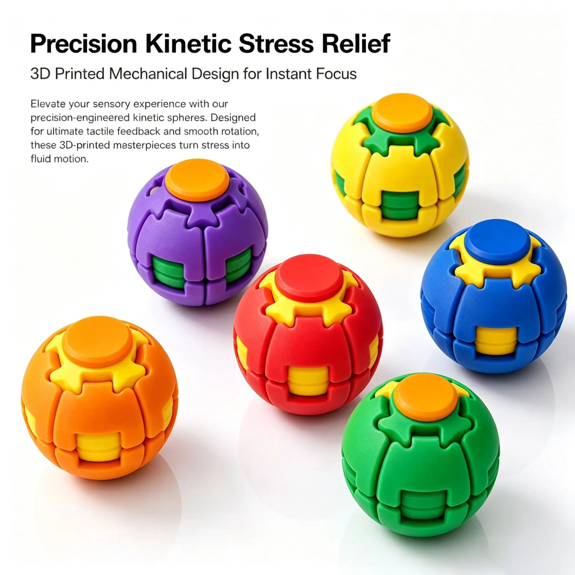 3D Press-Rotating Fidget Spinner Toy Stress & Anxiety Relief Unique Sensory Press-to-Spin Fidget Toy for Adults Gift