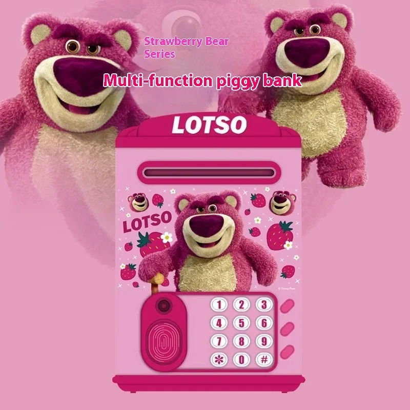 Disney Lotso Stitch Elsa Anna Animation Peripheral Cartoon Cute Smart Piggy Bank Simulation Fingerprint Password Children'S Toy