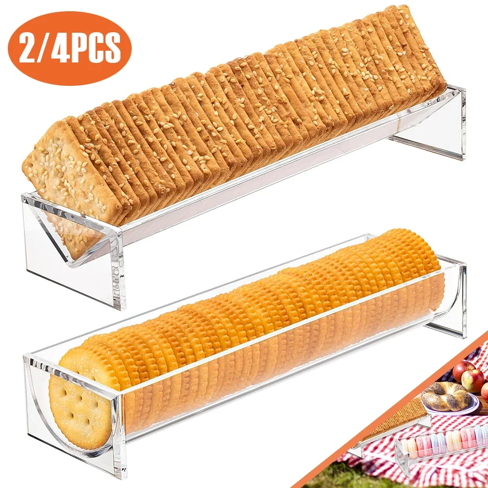 2/4 Stück Cracker-Serviertablett, transparenter Acryl-Cracker-Halter, 8,75 x 2,75 x 1,5 Zoll, Mehrzweck-Lebensmittel-Display-Ständer für Party-Events