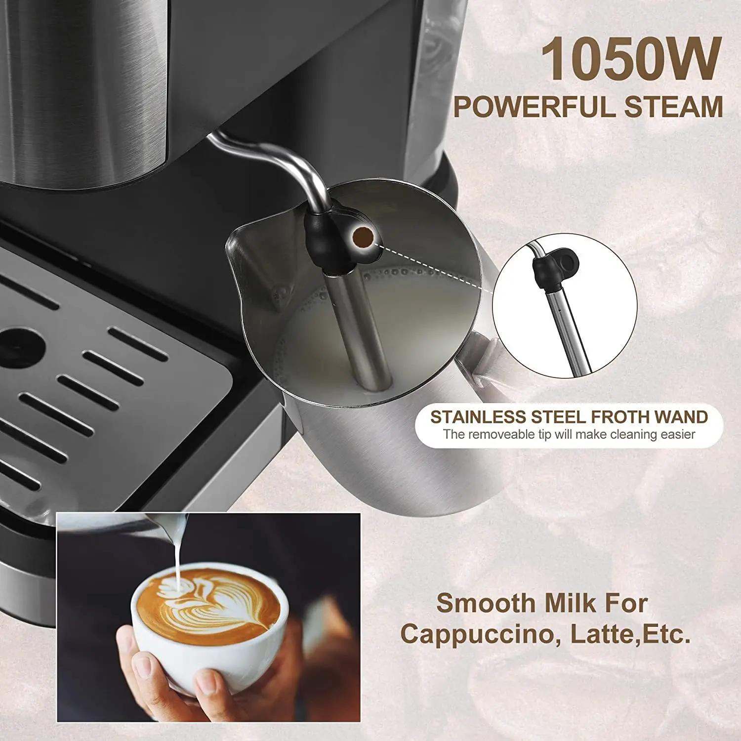 Italian Semi-automatic Coffee Machine Household Small Espresso Machine High Pressure Extractor Brewing Milk Coffee Machine