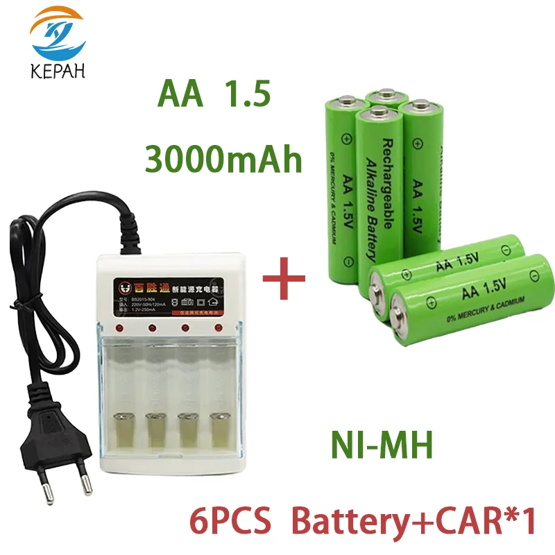 AA1.5V rechargeable nickel-metal hydride battery, 3000mah, 1.5V, clock, keyboard, lighting, electric shaver, etc.