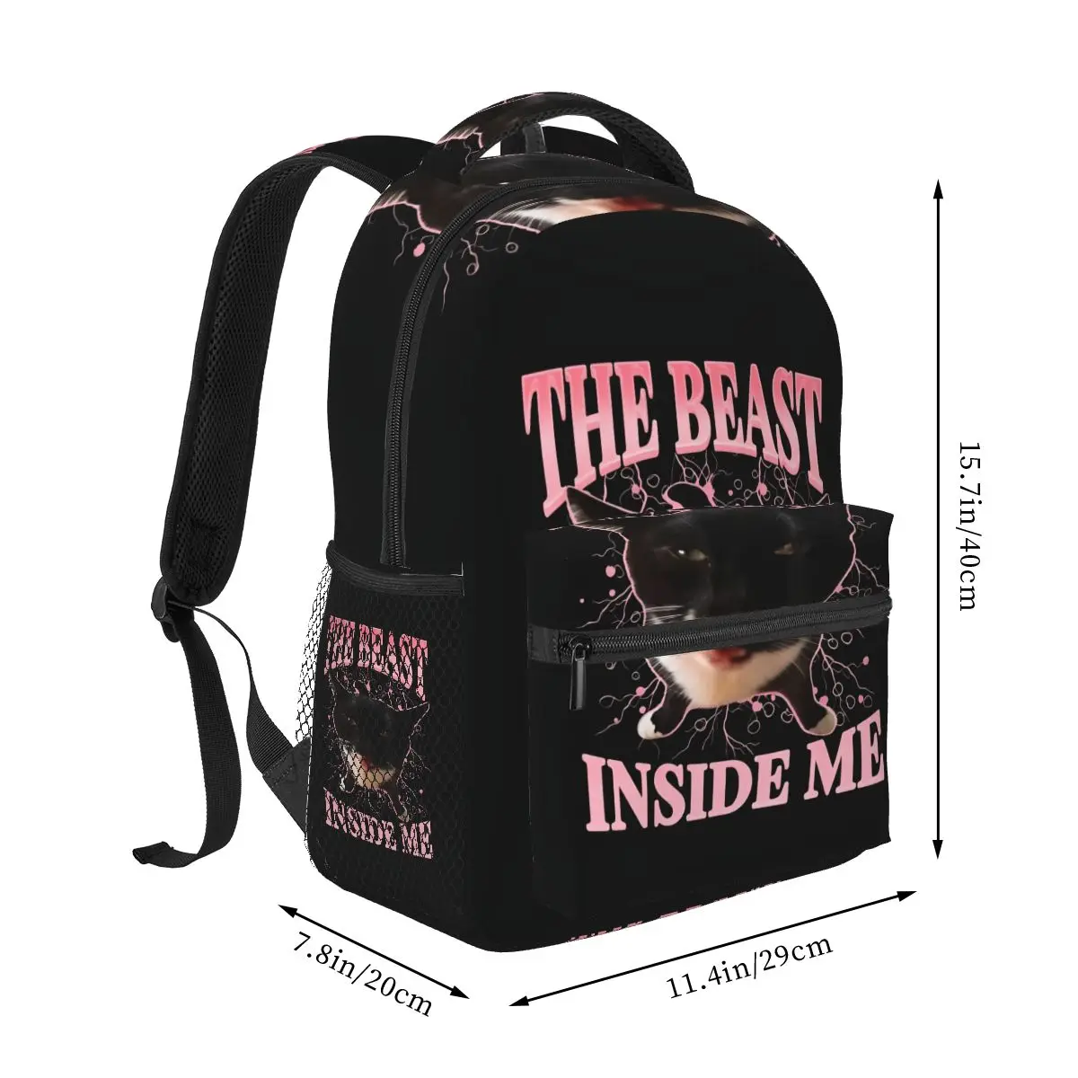 The Beast Inside Me Funny Cat Meme Backpack Student Boys Girls BookBag Children School Bag Laptop Shoulder Bags for Men Women