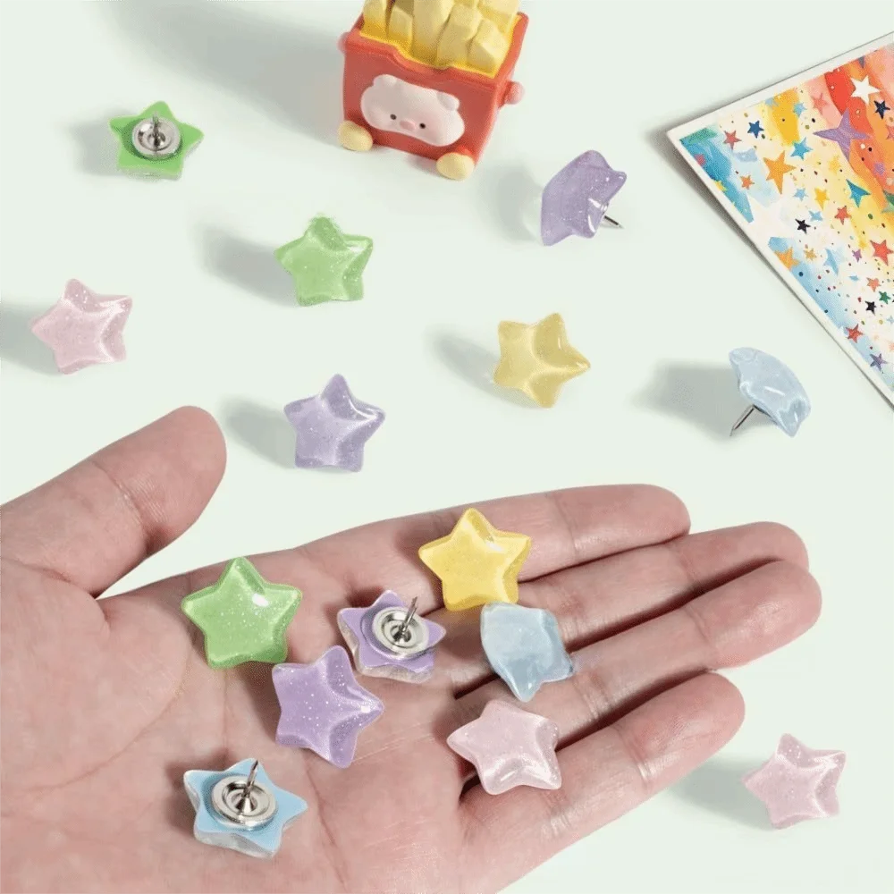 Shiny Glitter Surface Glitter Push Pins Multi-Color Glitter Durable Plastic Head Decorative Push Pins Sharp Metal Tips