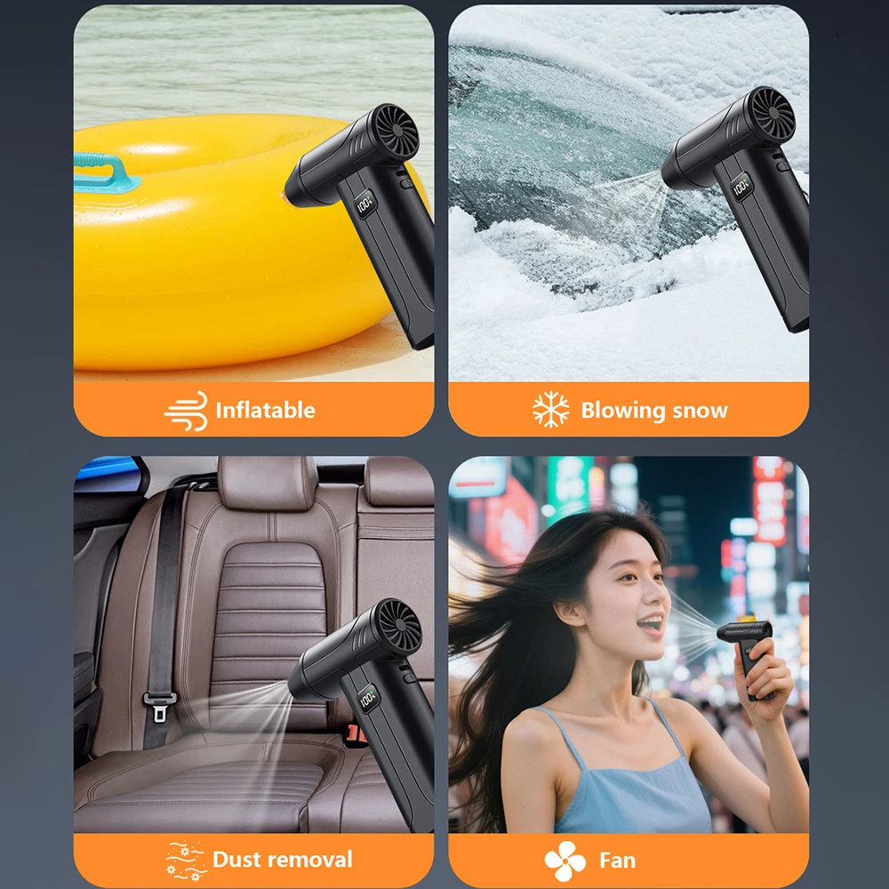 مروحة عنيفة قوية 160000 دورة في الدقيقة منفاخ مروحة توربو نفاثة للسيارة منفاخ هواء لاسلكي مع شاشة عرض 6000 مللي أمبير منفاخ غبار محمول
