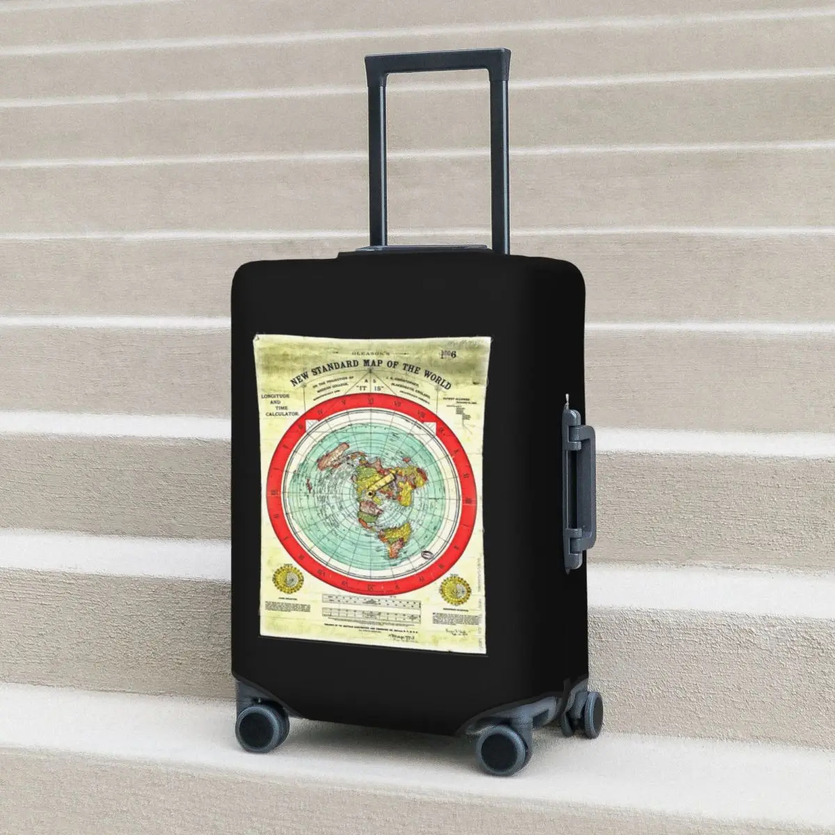Gleason 1892 platte aardekaart onderzoek platte aarde kofferhoes bescherming elastische reisbagage beschermhoezen voor 18-32 inch