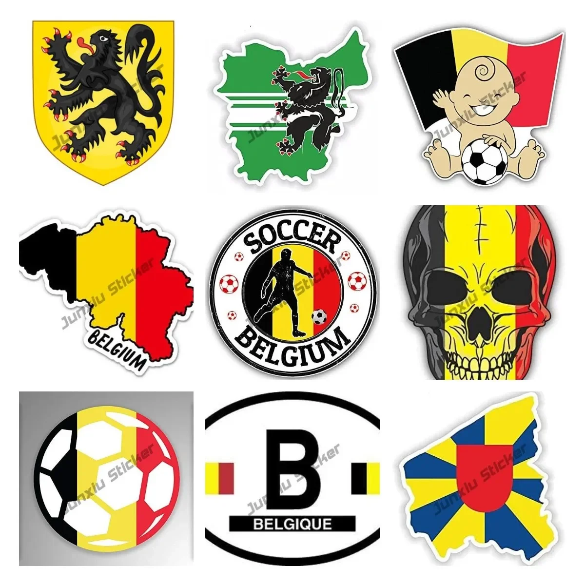 Belgium Sticker BelgiumFootball  Flag Vinyl Decal Sticker Belgium Flag Soccer Team Grunge Rubber Stamp Waterproof Car Decal