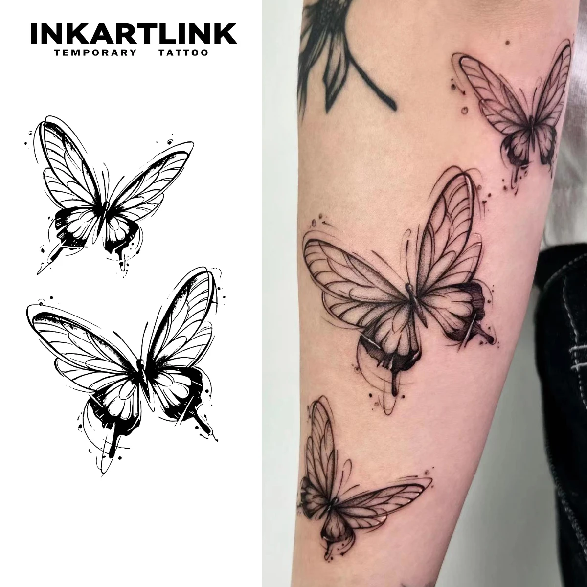 

HOT 2026 Butterfly temporary tattoo sticker, waterproof magic tattoo, lasts to 15 days fake tattoo, semi permanent tattoo