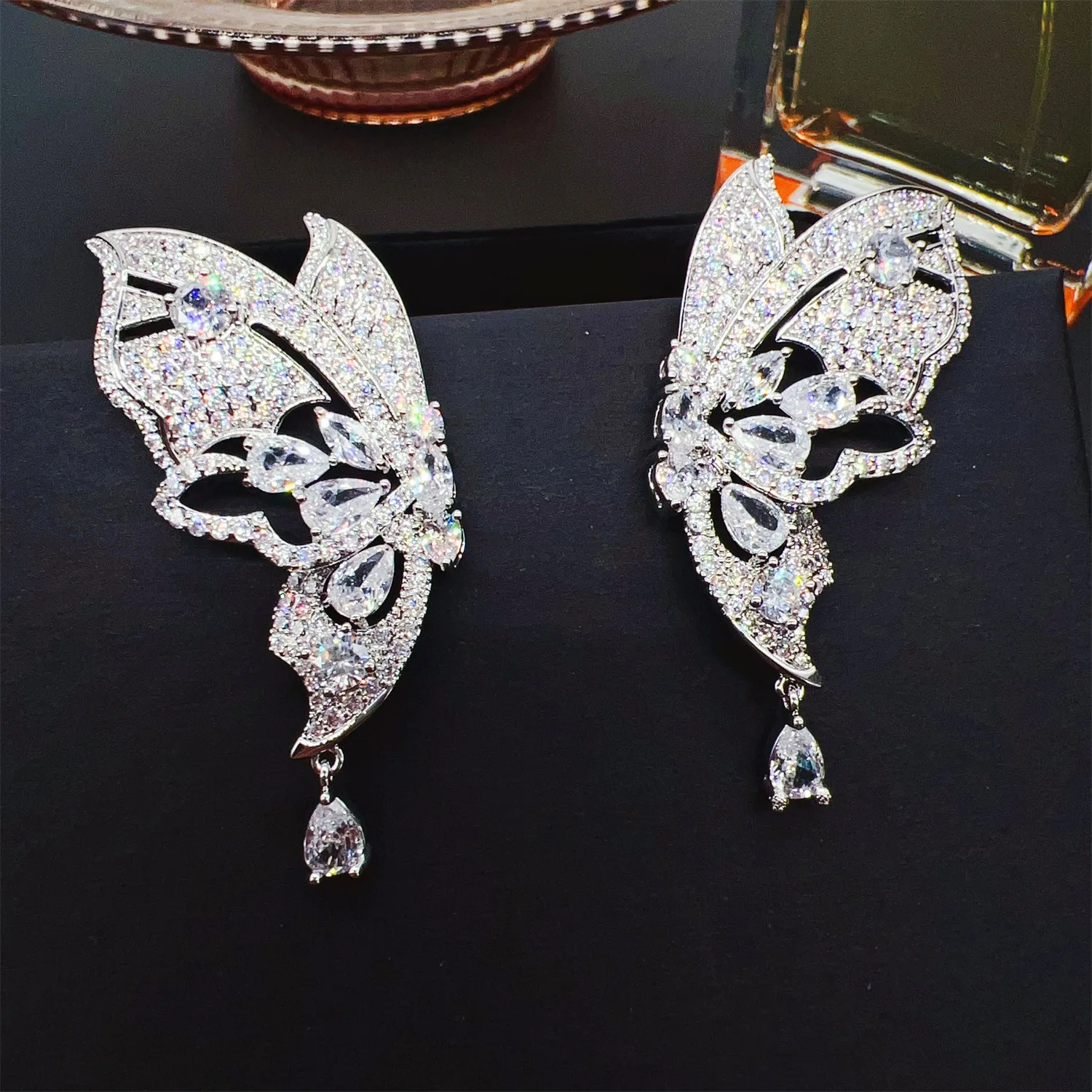 New summer super pretty butterfly earrings ladies zirconia jewellery set earrings holiday graduation party prom gift E64