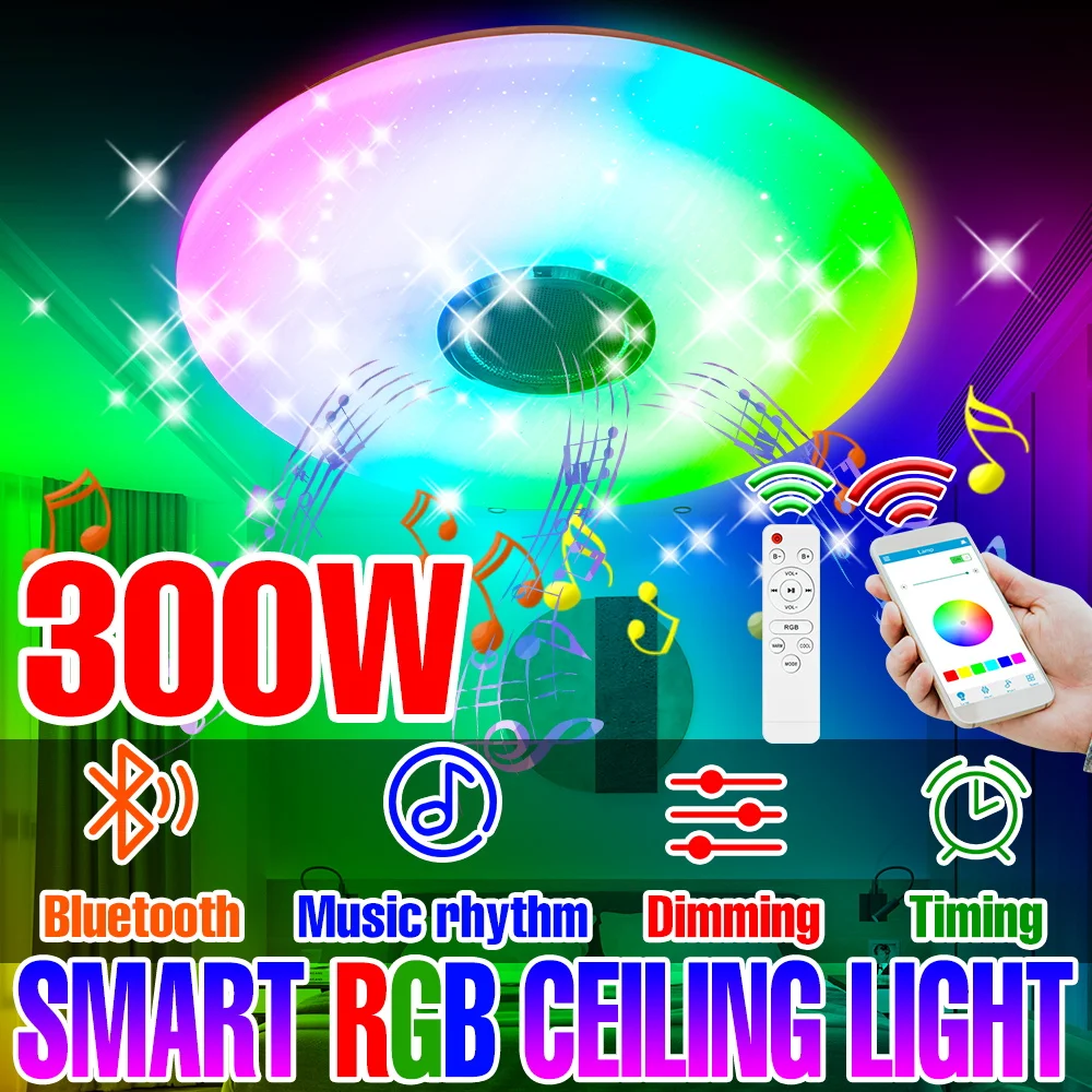 

RGB Smart Ceiling Lights LED Chandeliers APP Bluetooth Remote Control LED Ceiling Lamp With Music Speaker Room Decoration Light