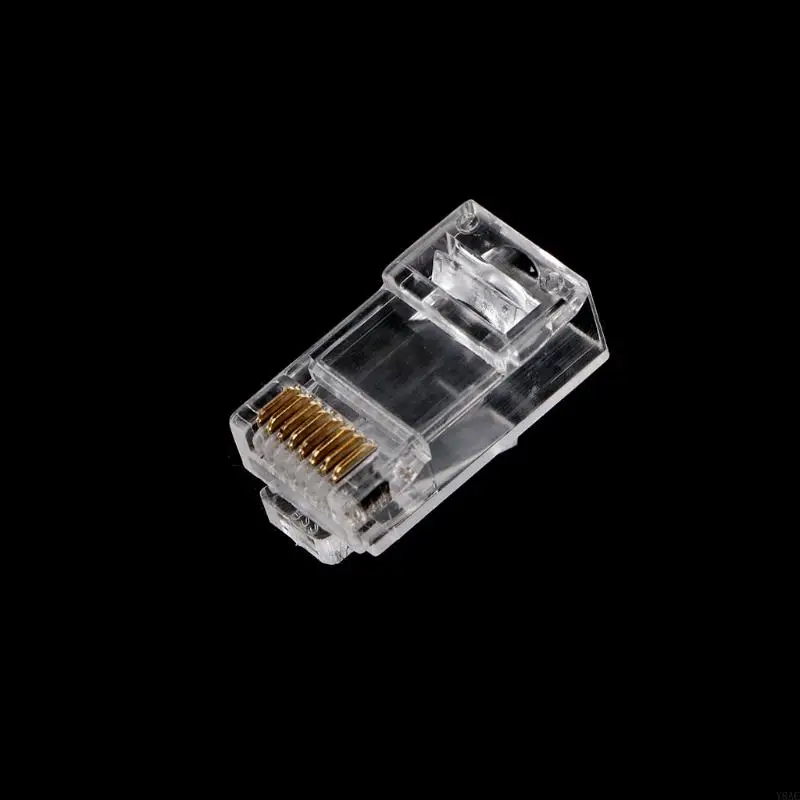 Y8AC 100 PCS RJ45 8P8C CAT6 / CAT6E Connector Plug Modular Untuk Kabel Jaringan Lan Poe