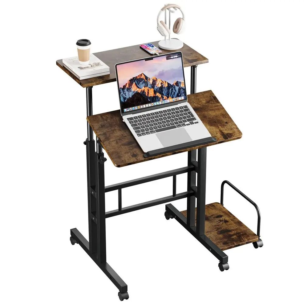 Height Adjustable Rolling Standing Desk with Wheels
